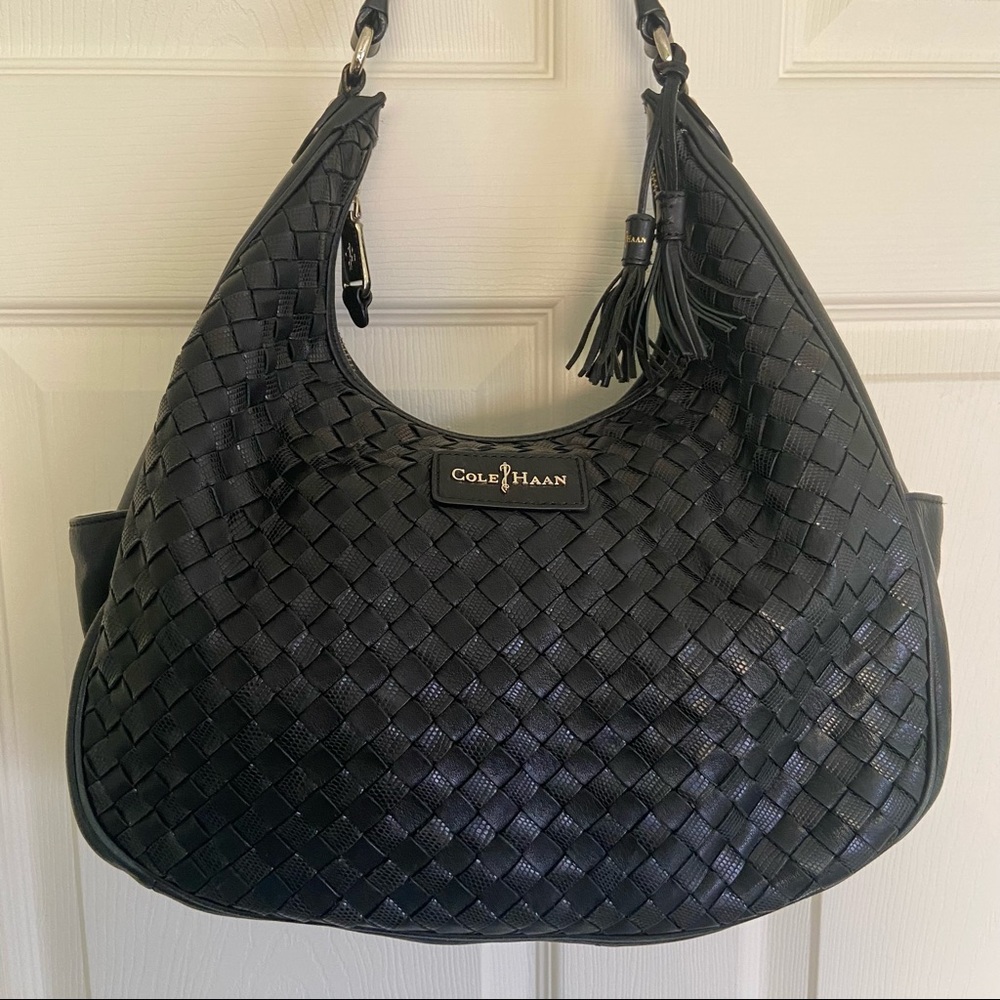 COLE HAAN Black Leather Shoulder Bag